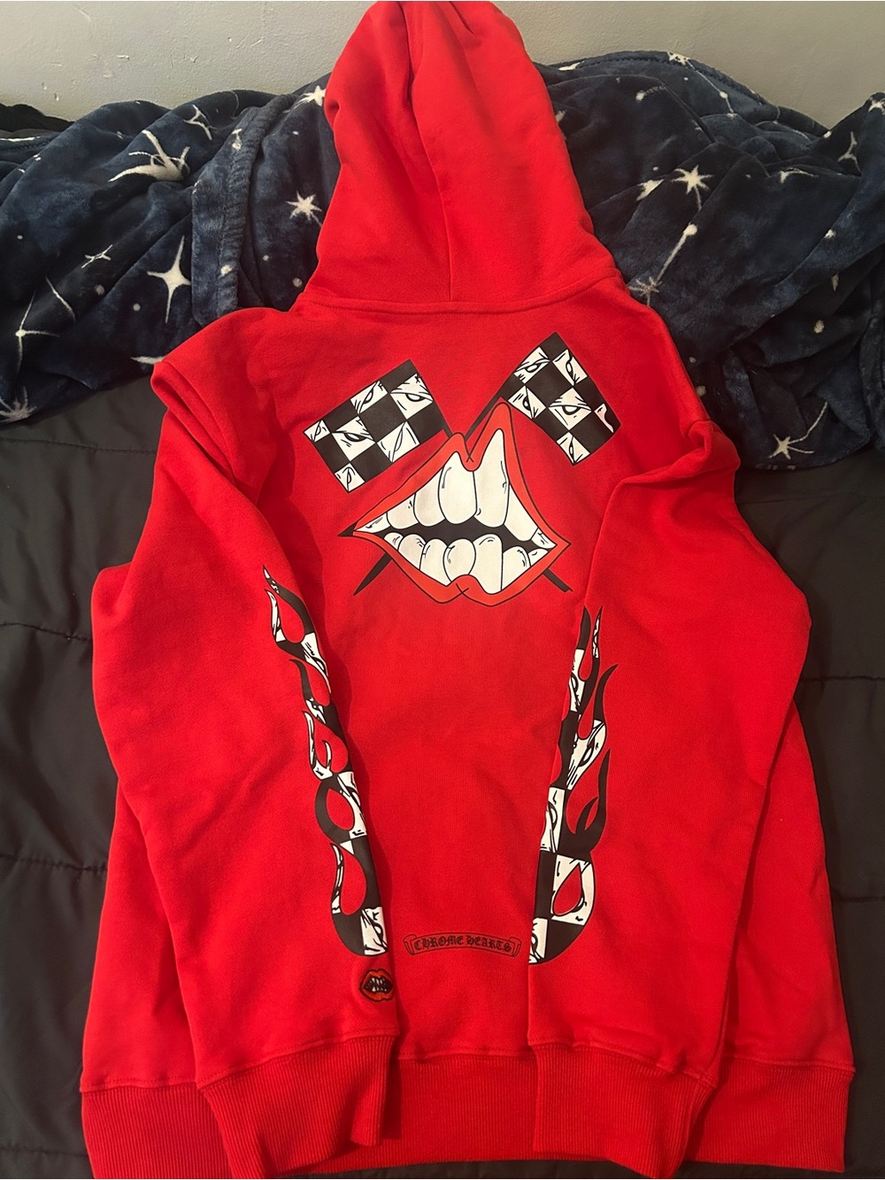 Chrome Hearts Red Graphic Puffer-Style Hoodie